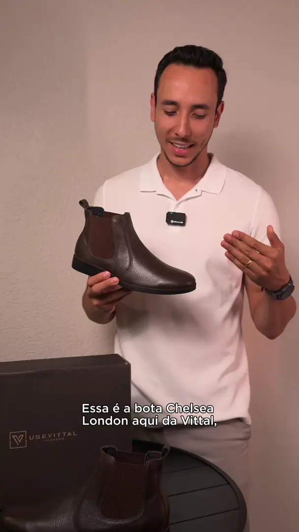 Bota Masculina Chelsea London Vittal em Couro Legítimo Café