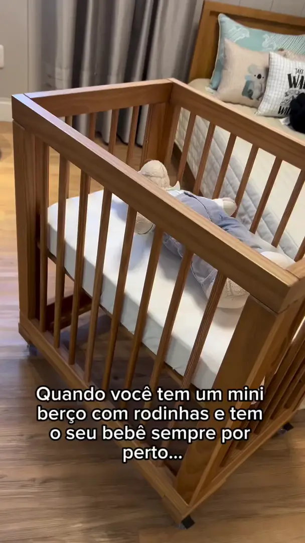Berço Kaike 3 em 1 Evolutivo em Madeira cor Avelã