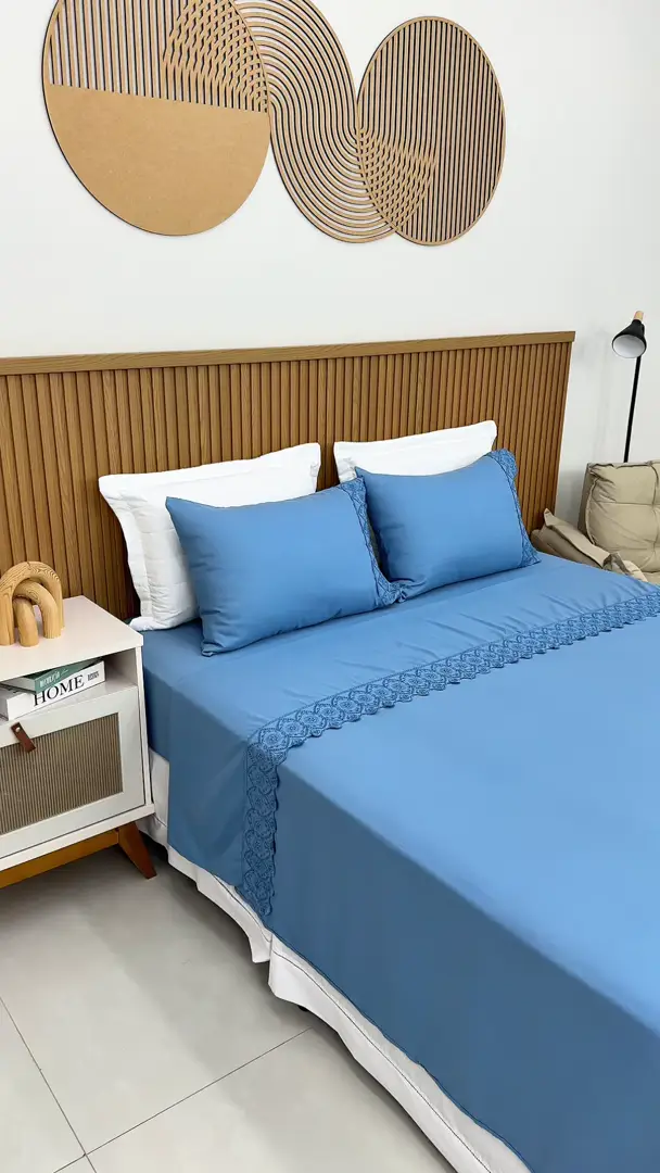 Lençol Casal Napoli 300 Fios Bordado Fendi | Linda Casa - Linda