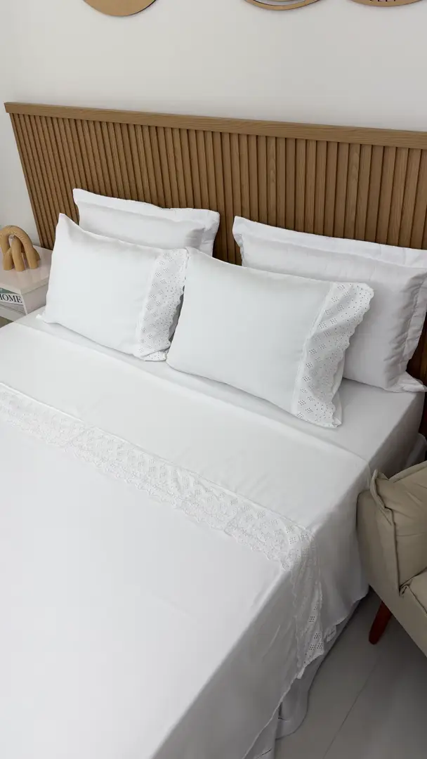 Lençol Casal Napoli 300 Fios Bordado Fendi | Linda Casa - Linda